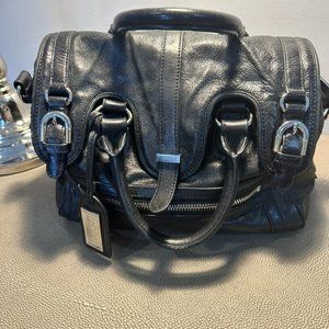 Badgley Mischka black leather satchel
